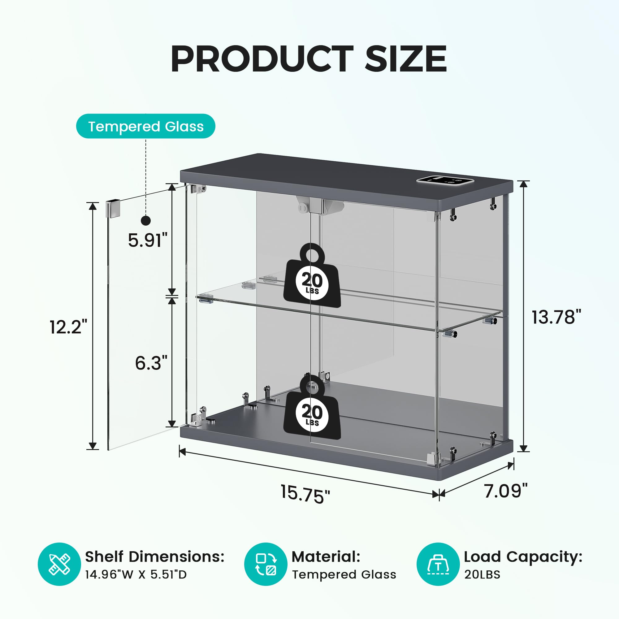 Amazon.co.jp: Dystler Lighted Clear Glass Display Case